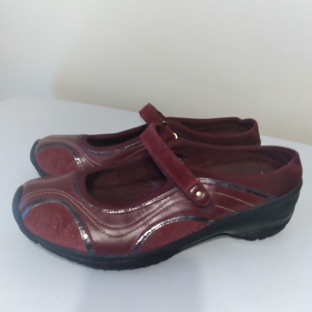 Jambu Burgundy Waterfall‎ All Terra Design Leather Mary Jane Granola Girl Flats